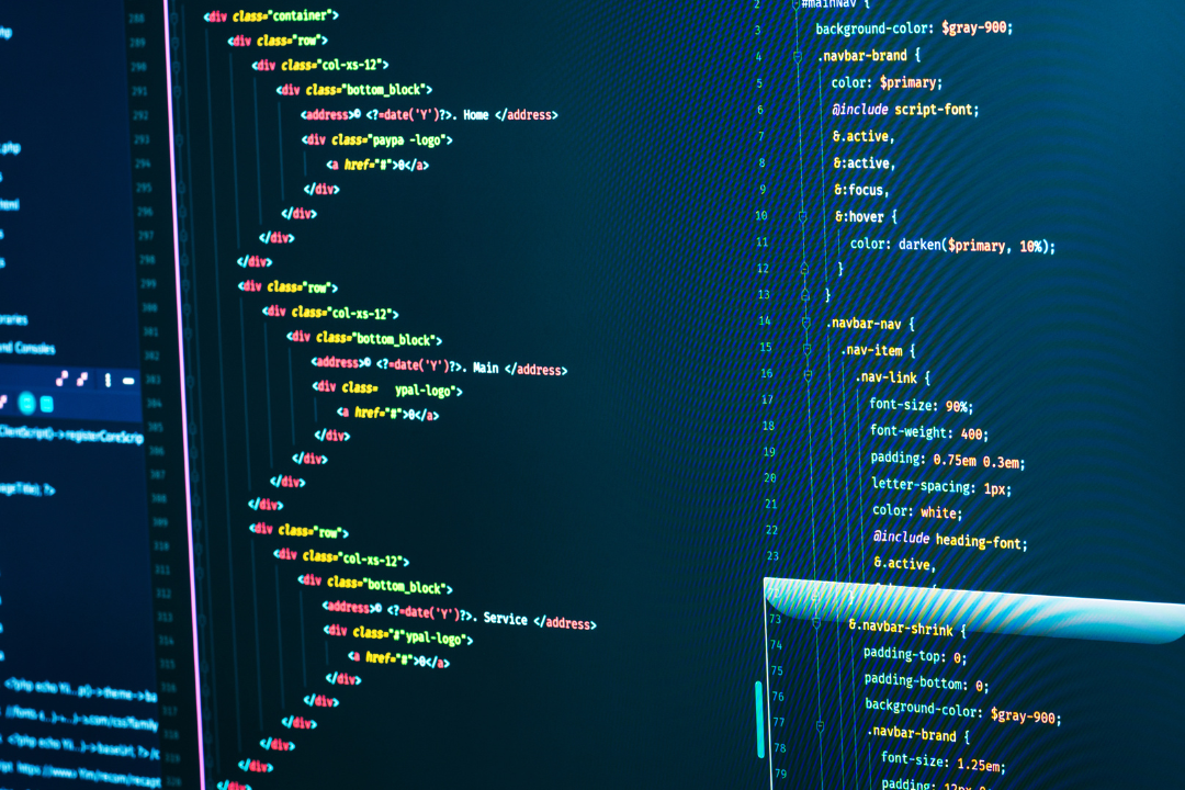 Illustration of a laptop screen with code editor open, showing HTML, CSS, and JavaScript code for a simple web app.